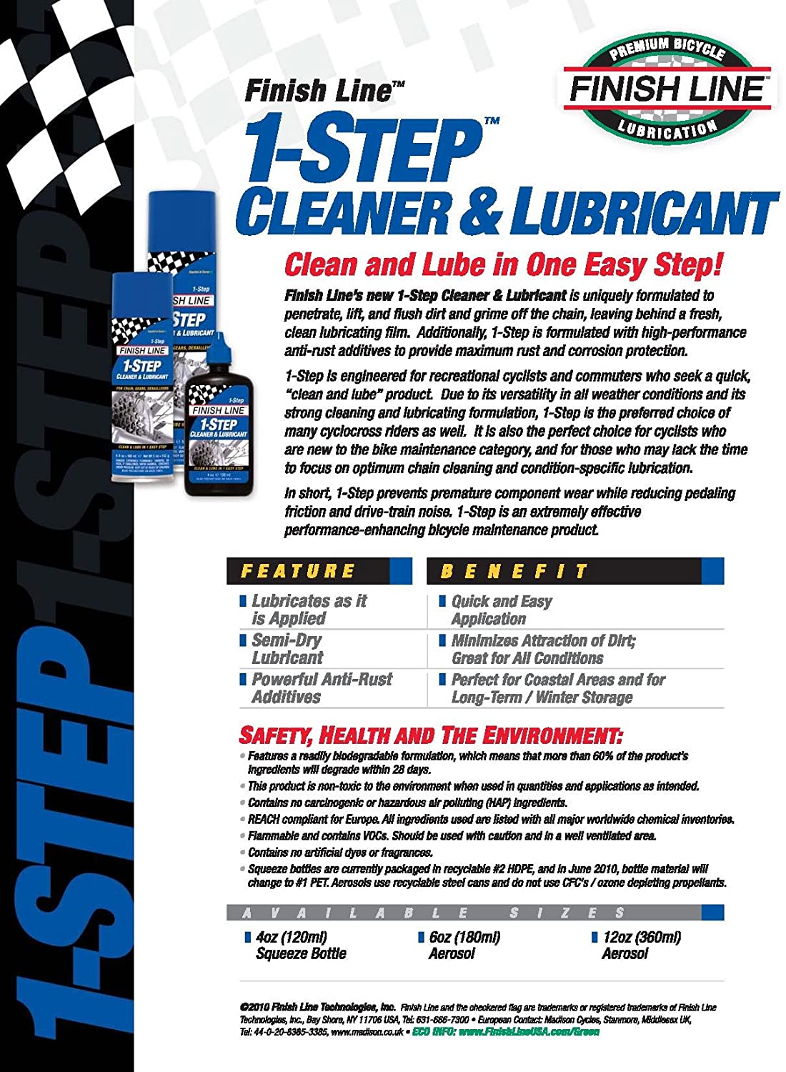 Finish Line USA Imported 1-Step Bicycle Chain Cleaner & Lubricant 4fl oz