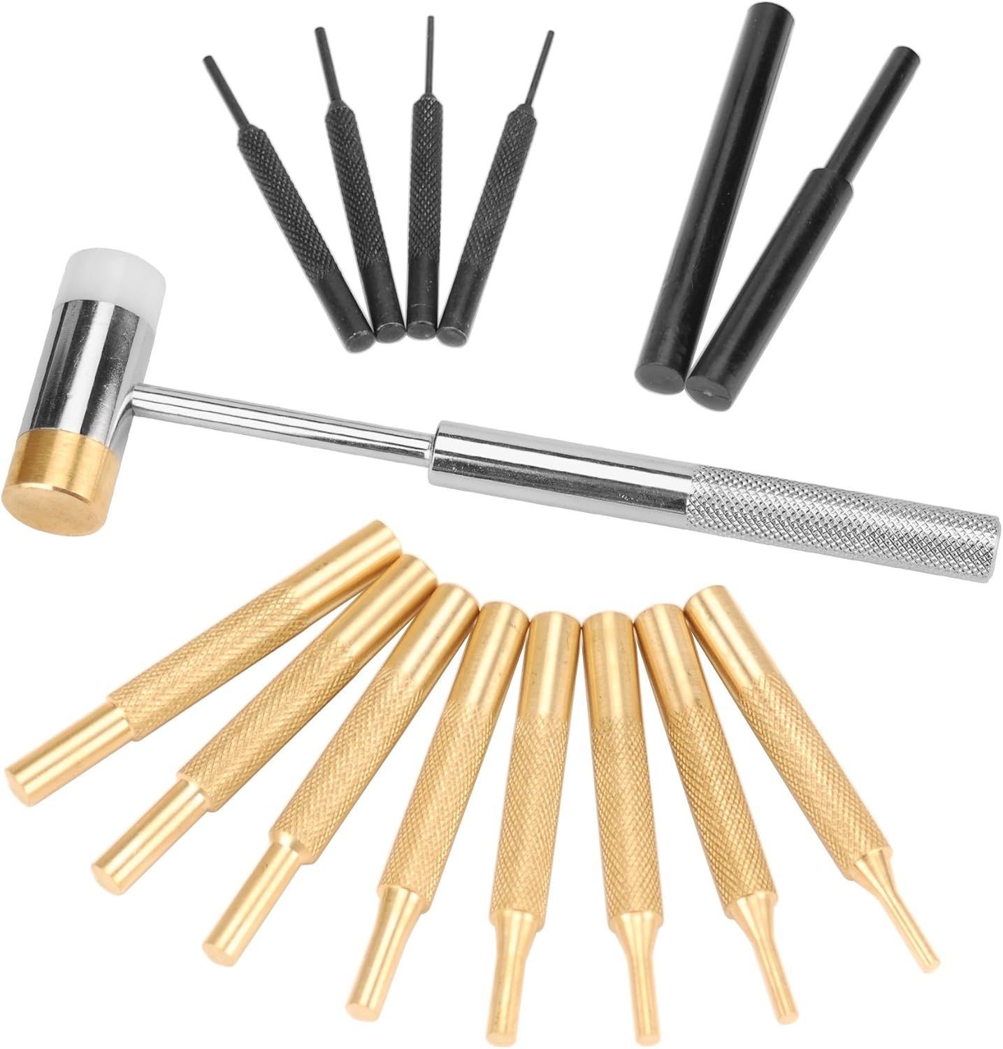 Wheeler Hammer & Punch Set with Durable Molded Case, 8 Brass Punch 4 Steel Punches, 2 Composite Punches