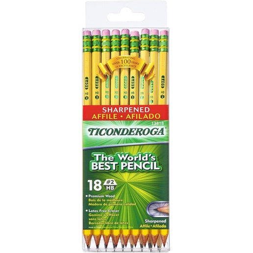 TICONDEROGA Sharpened Pencils Graphite #2 HB Soft, Pack of 18