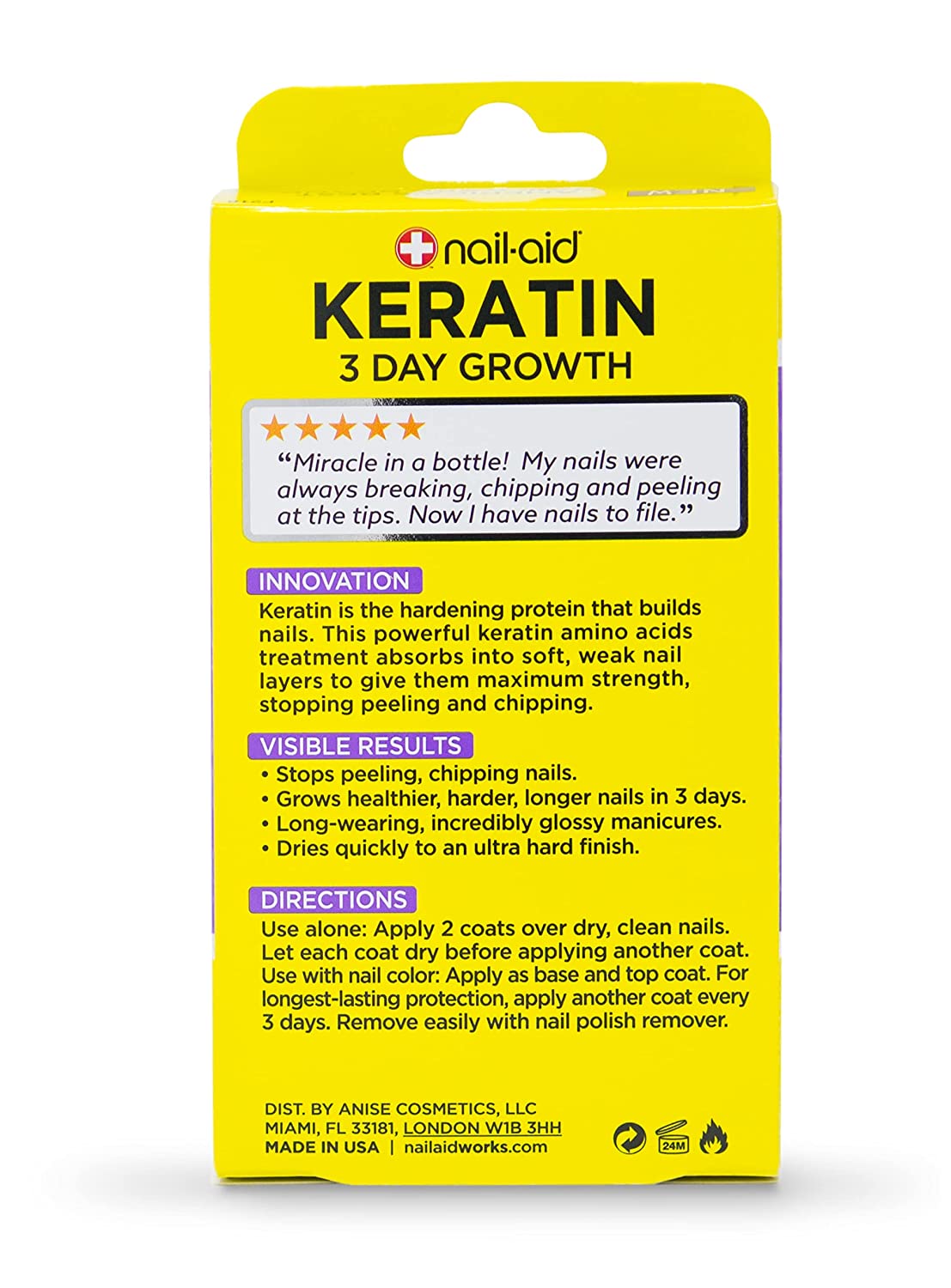 Nail-Aid Keratin 3 Day Growth Nail Treatment & Strengthener, 0.55 fl.oz / 15ml