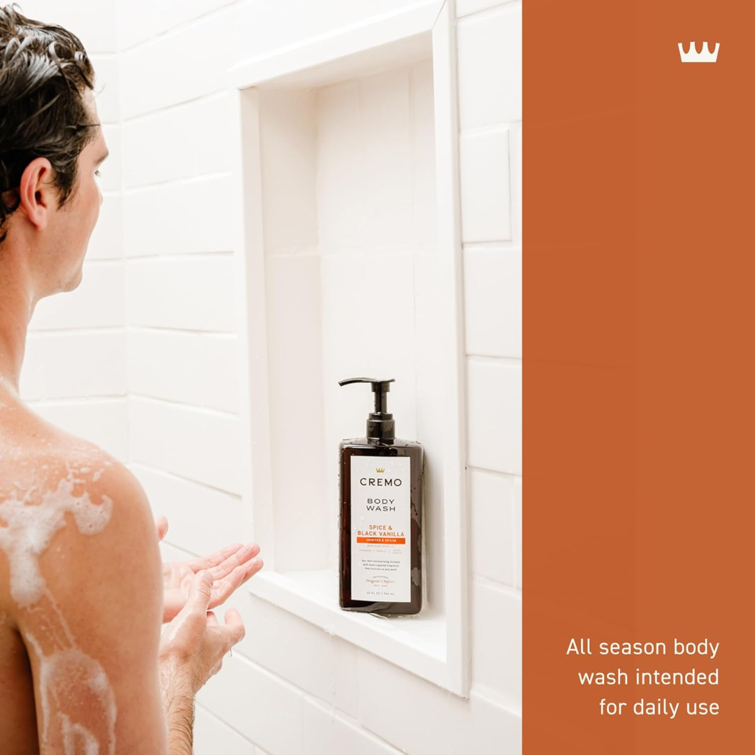 Cremo Body Wash Spice & Black Vanilla Spirited & Spiced, 32 oz / 946 ml