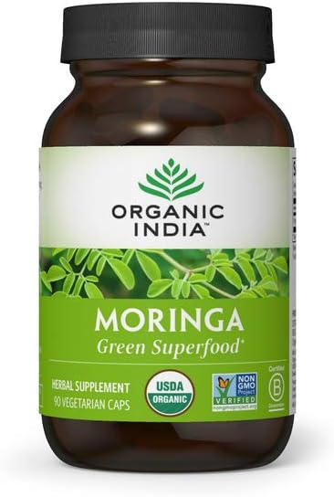 Organic India Moringa Green Superfood Herbal Supplement (90 Vegetarian Caps)