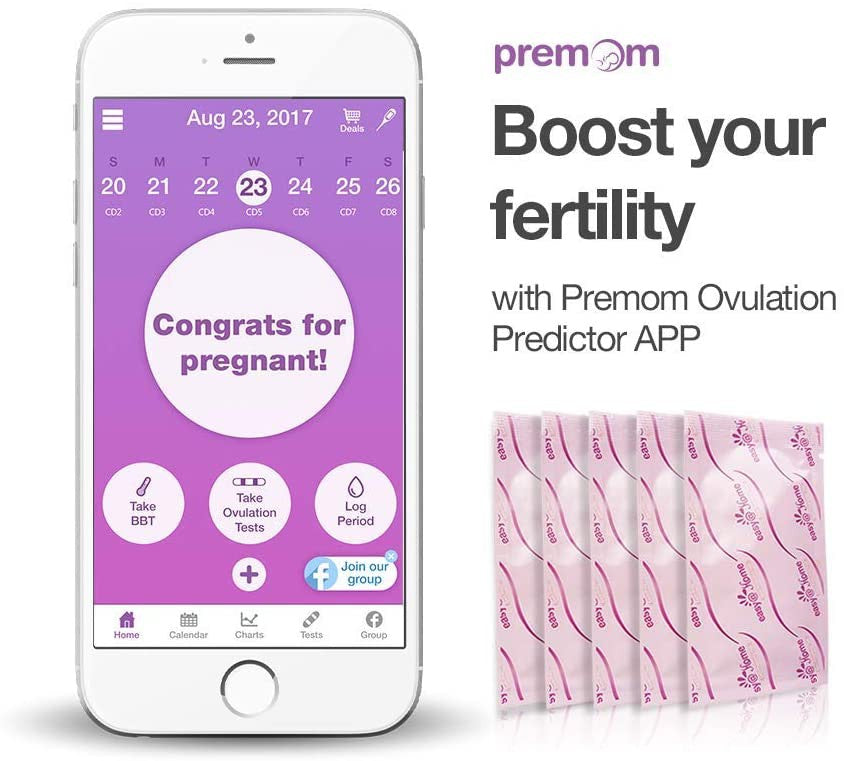 Easy at Home Pregnancy Test Strips Kit, Powered by Premom Ovulation Predictor APP, 20 Tests