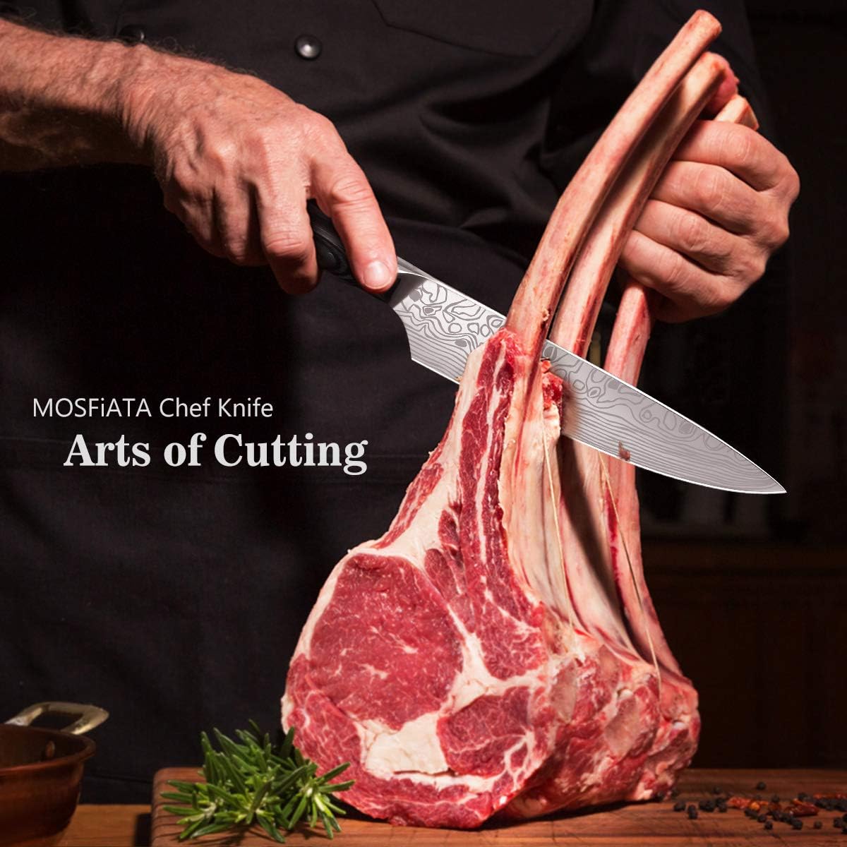 MOSFiATA Super Sharp Professional Chef's Knife High Carbon Stainless Steel with Micarta Handle 8 Inch (EN1.4116)