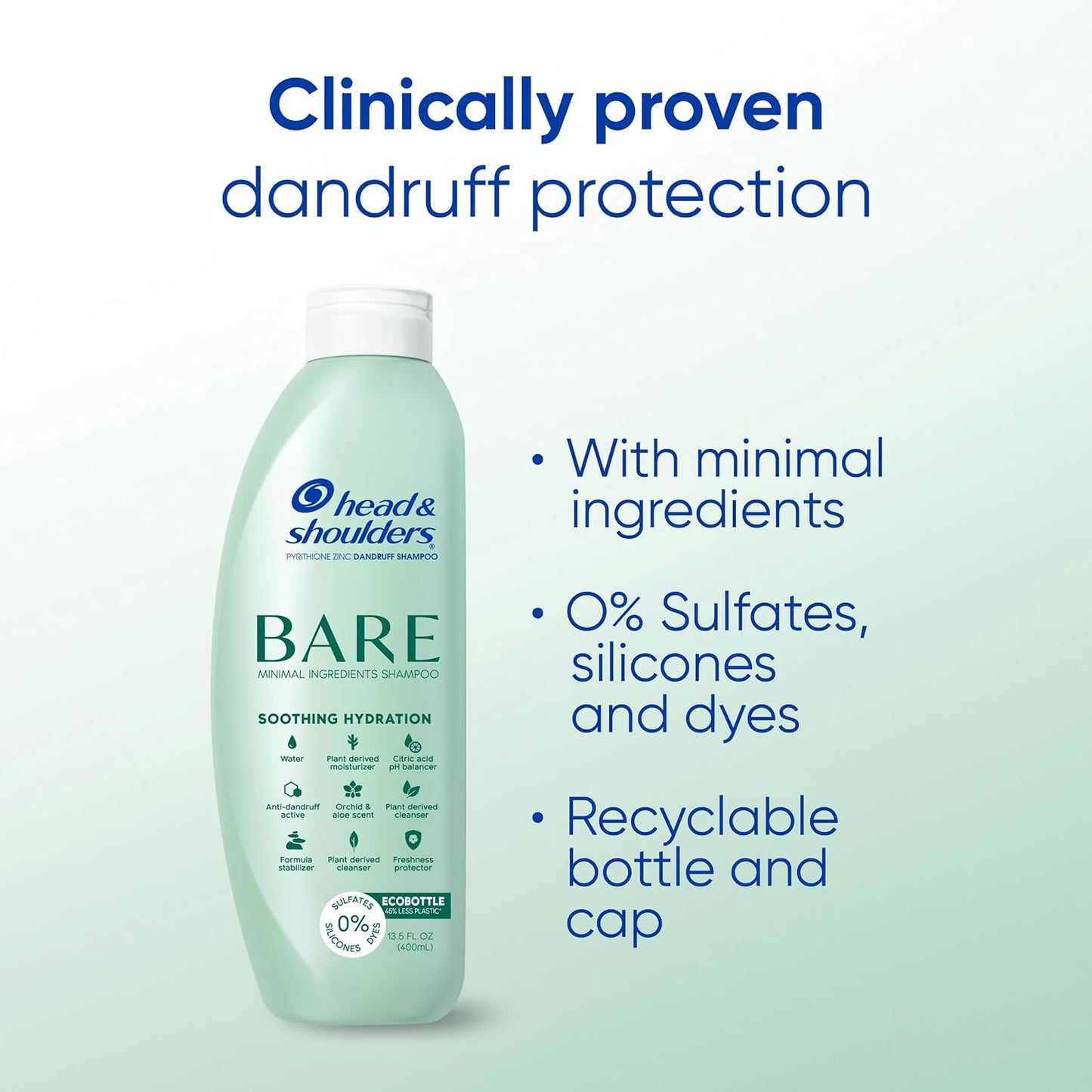 Head & Shoulders BARE Dandruff Shampoo 13.5 Fl Oz