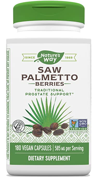 Nature's Way Saw Palmetto Berries 585mg, 180 Vegetarian Capsules (NON-GMO)