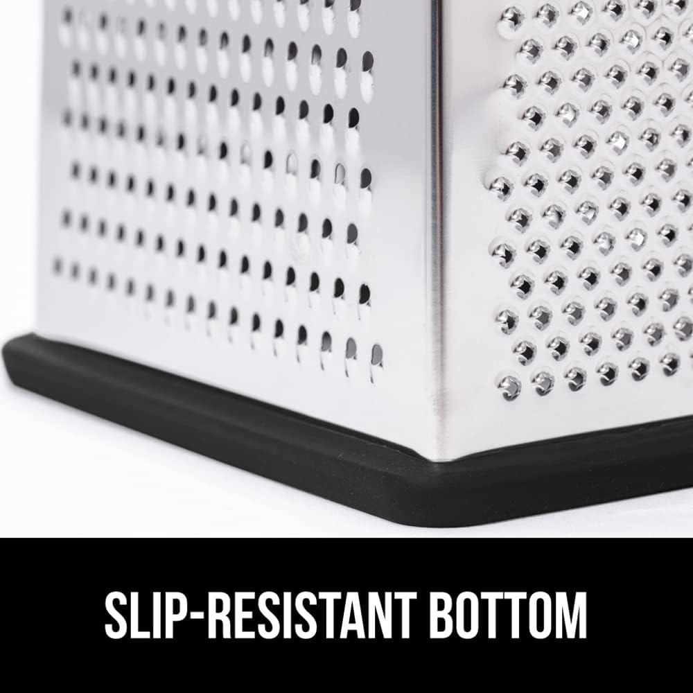 Gorilla Grip Box Grater 4 - Sided Cheese Grater With Container, Black