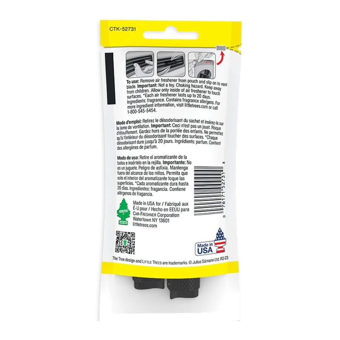 Little Trees Vent Wrap Car Air Freshener Provides Long - Lasting Scent Black Ice, 4 Pieces