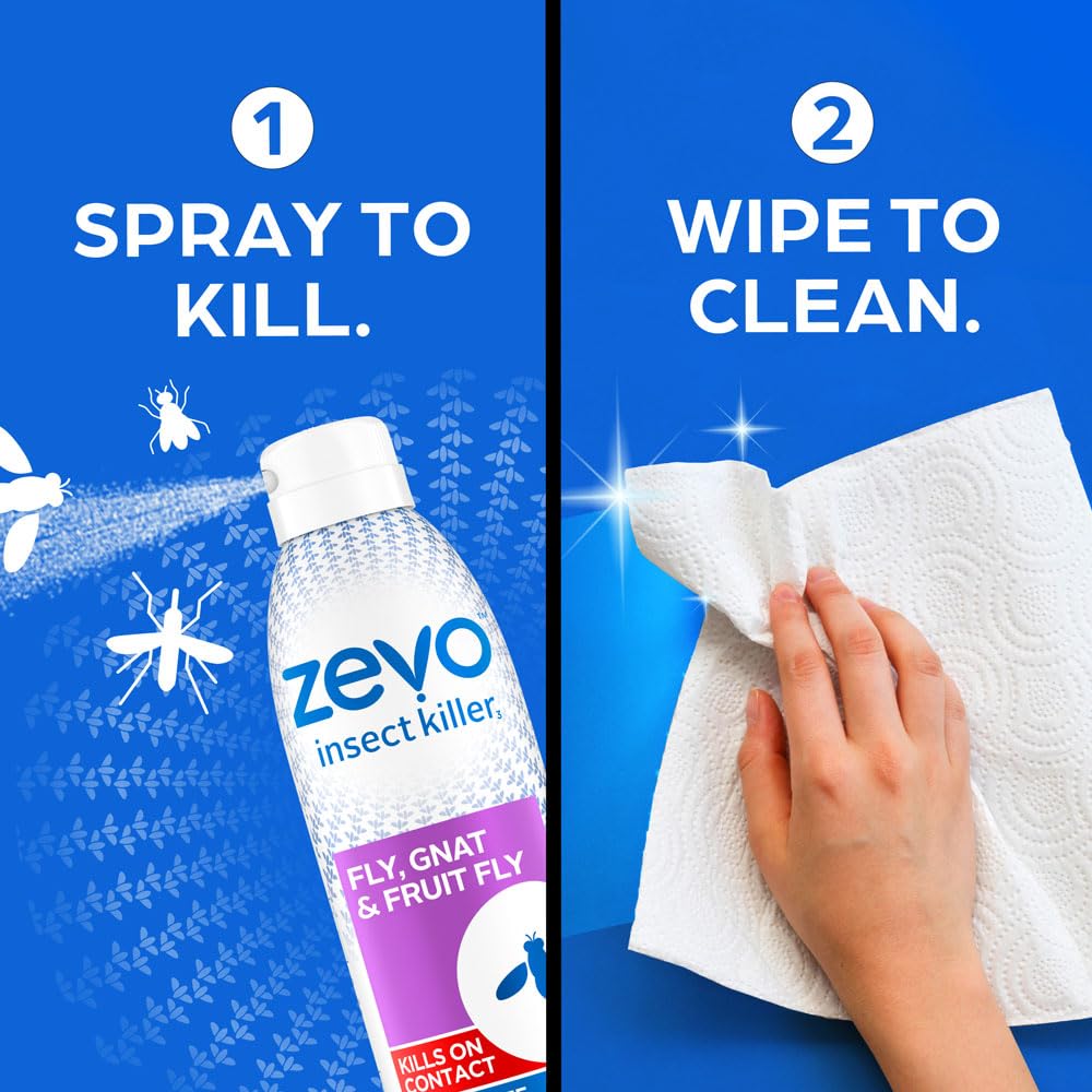 Zevo Insect Killer Fly, Gnat And Fruit Fly, No Chemical Odor And Messy Residue, 10oz / 283g
