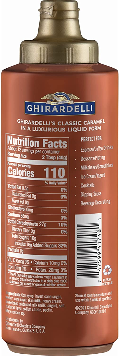 Ghirardelli Chocolate, Vanilla, White Chocolate, Caramel and Sea Salt Caramel Sauces, 16 oz Bottle