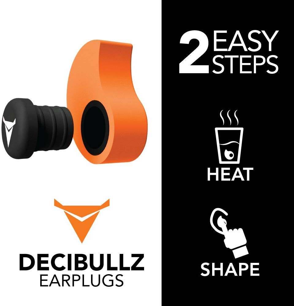 Decibullz  Custom Molded Earplugs, 31dB (NRR 31) Orange, 1 Pair