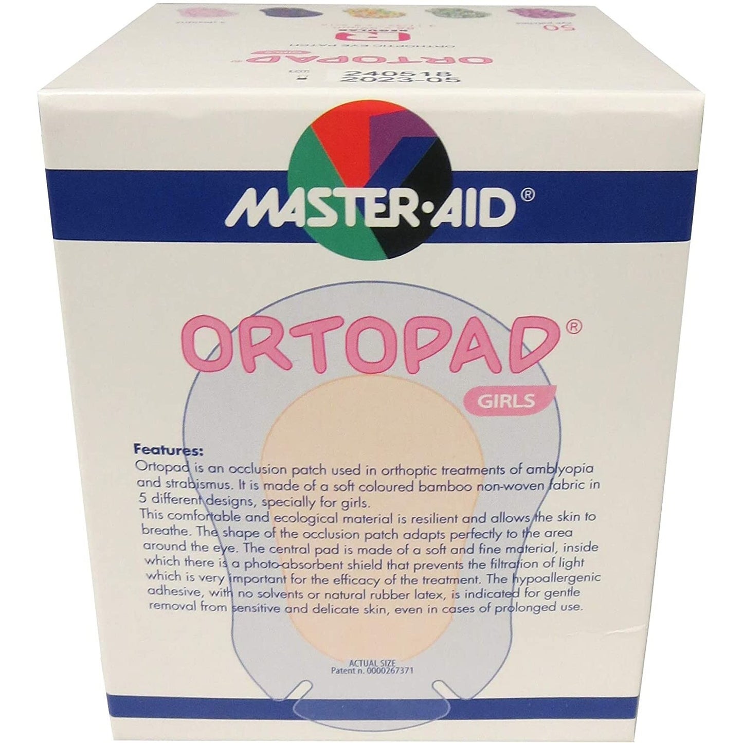 Master Aid Ortopad Bamboo Orthoptic Eye Patches for Girls 50 Patches