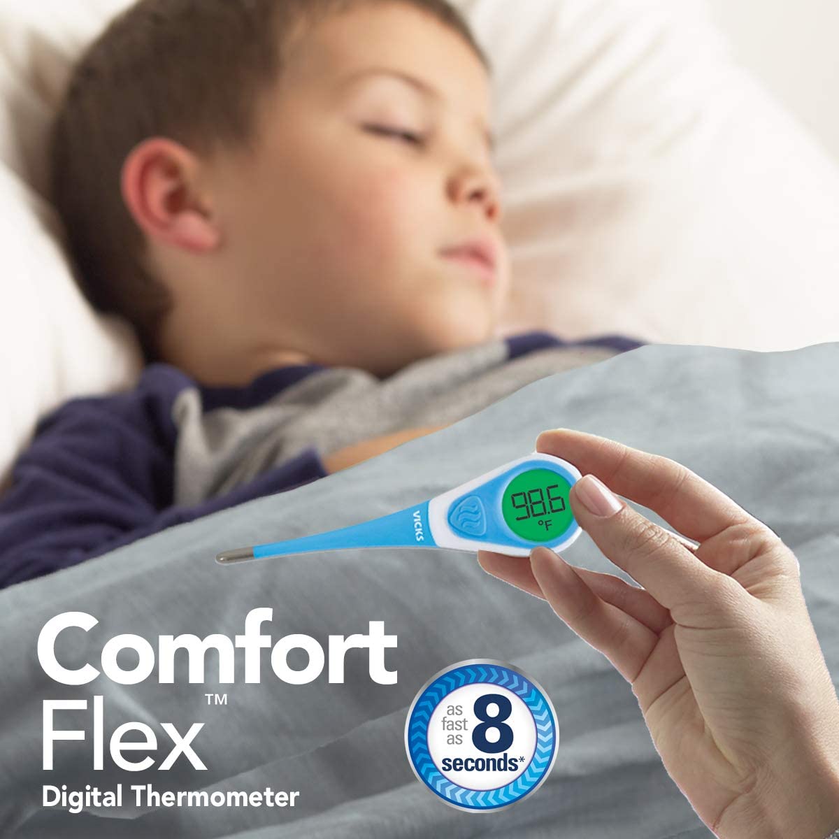 Vicks ComfortFlex Color Coded Digital Display Thermometer for Kids or Adults V966USV4/V966USV5