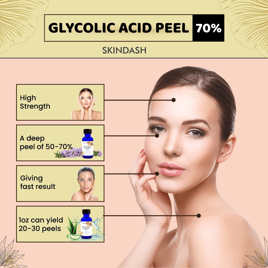 Skindash Cosmetic Glycolic Acid Peel 70% Anti-Aging Pore Reducing 1oz /  30ml