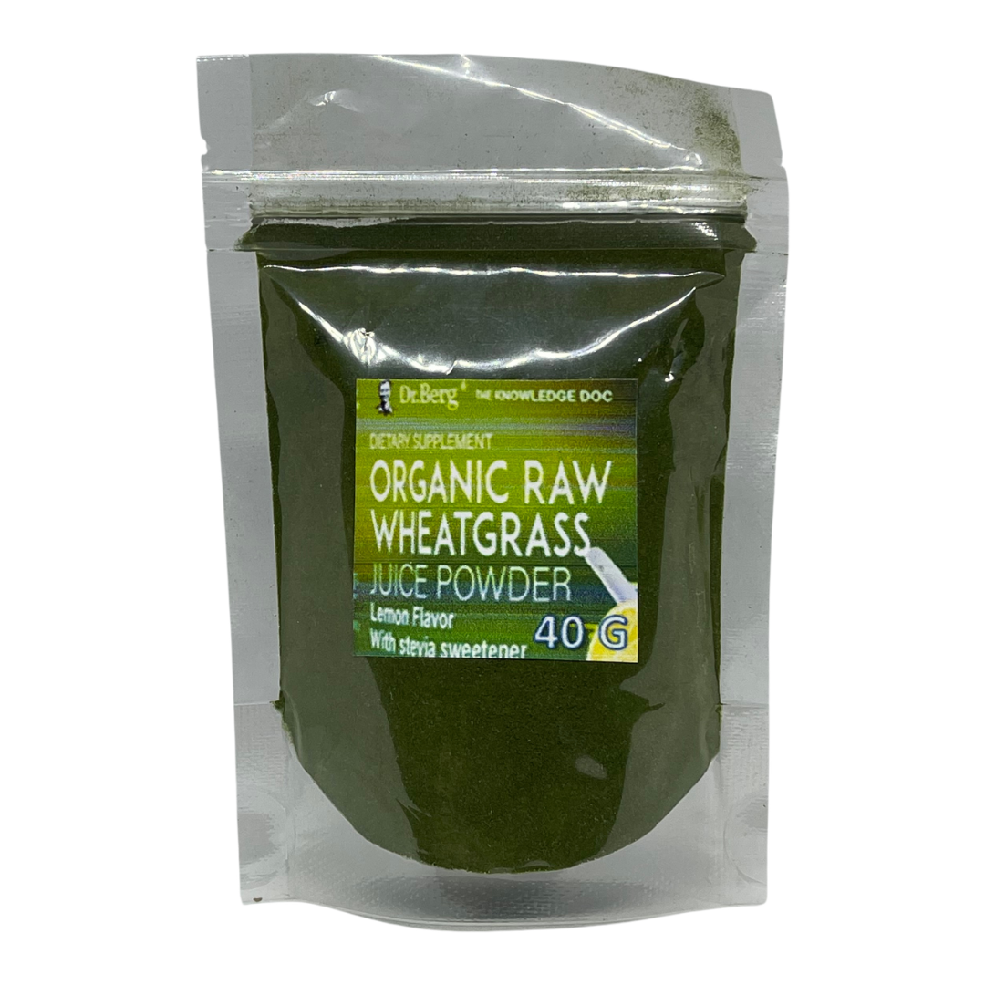 Trial Size Dr. Berg Organic Raw Wheatgrass Juice Powder Lemon Flavor, 40 g