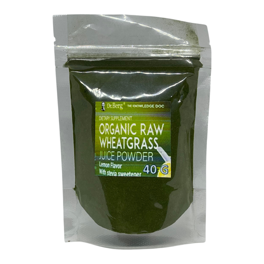 Trial Size Dr. Berg Organic Raw Wheatgrass Juice Powder Lemon Flavor, 40 g