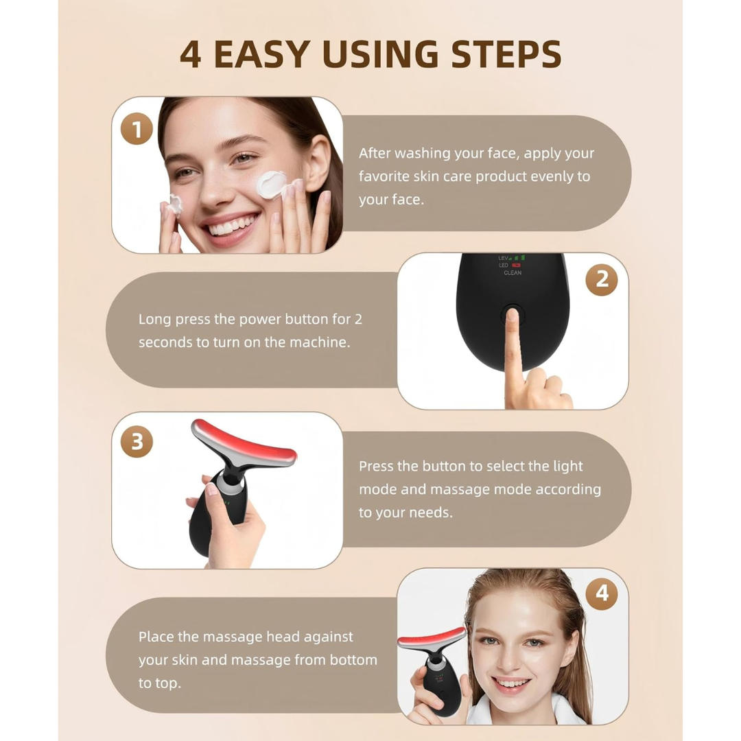 Elishine 7 Color LED Facial and Neck Massager, Black