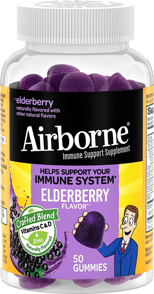 Airborne Elderberry + Vitamins & Zinc Crafted Blend 50 Gummies