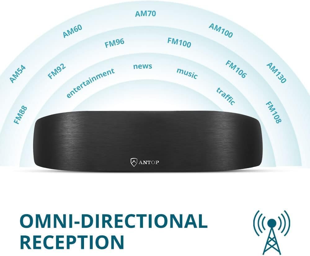 Antop Bow Amplified Indoor AM/FM Antenna AT-217FM 50 Mile Range