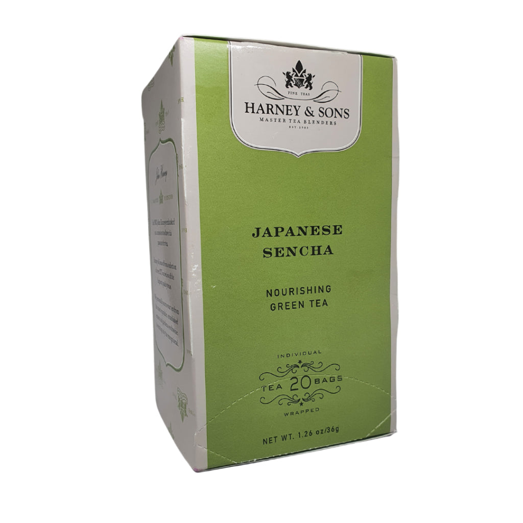 Harney & Sons Japanese Sencha Nourishing Green Tea Individual 20 Tea Bags Wrapped, 1.26 oz / 36g
