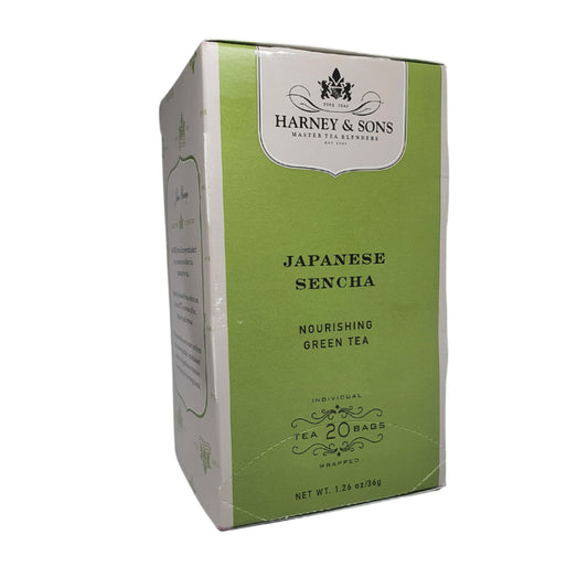Harney & Sons Japanese Sencha Nourishing Green Tea Individual 20 Tea Bags Wrapped, 1.26 oz / 36g