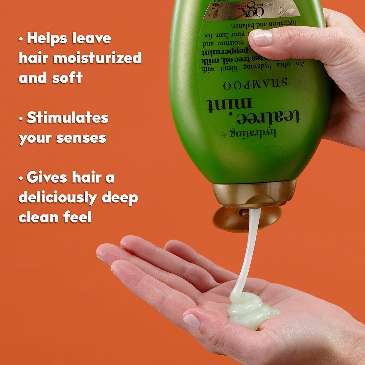 OGX Hydrating+ Tea Tree Mint Shampoo with Peppermint Oil & Milk Proteins, 13 fl.oz / 385ml