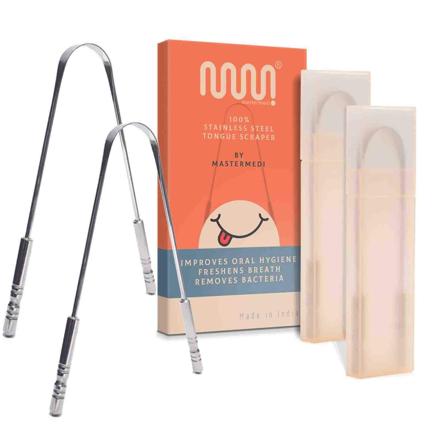 MasterMedi Tongue Cleaner, Scraper Surgical Grade Stainless Steel (Set of 2)