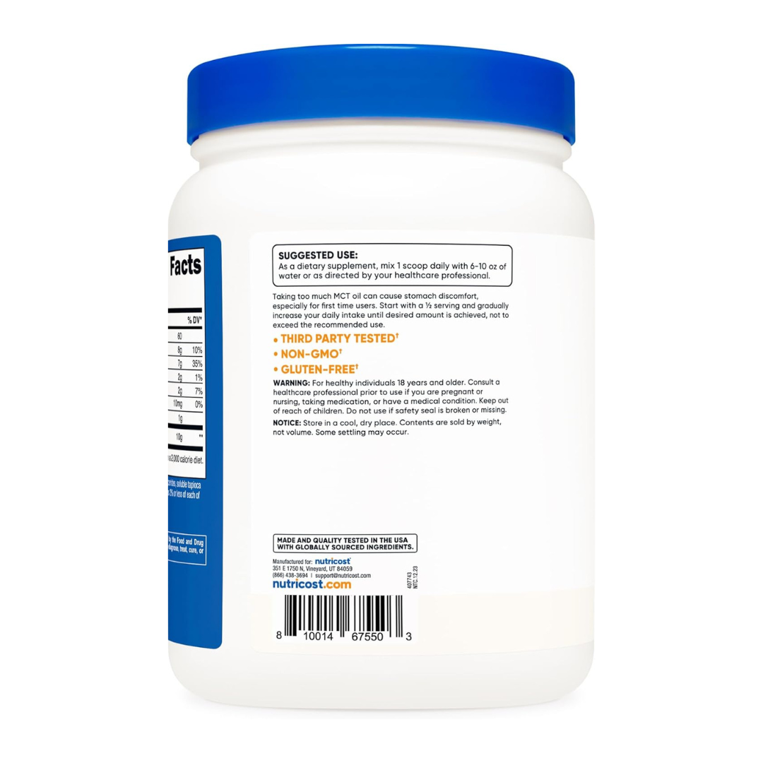 Nutricost MCT Oil Unflavored Powder Supplement 16.2oz / 454g