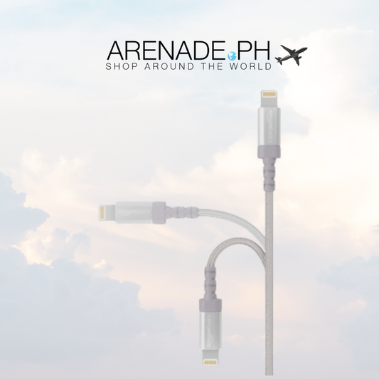 Double Braided Nylon USB Cable with Lightning Connector, Silver, 10ft 3m