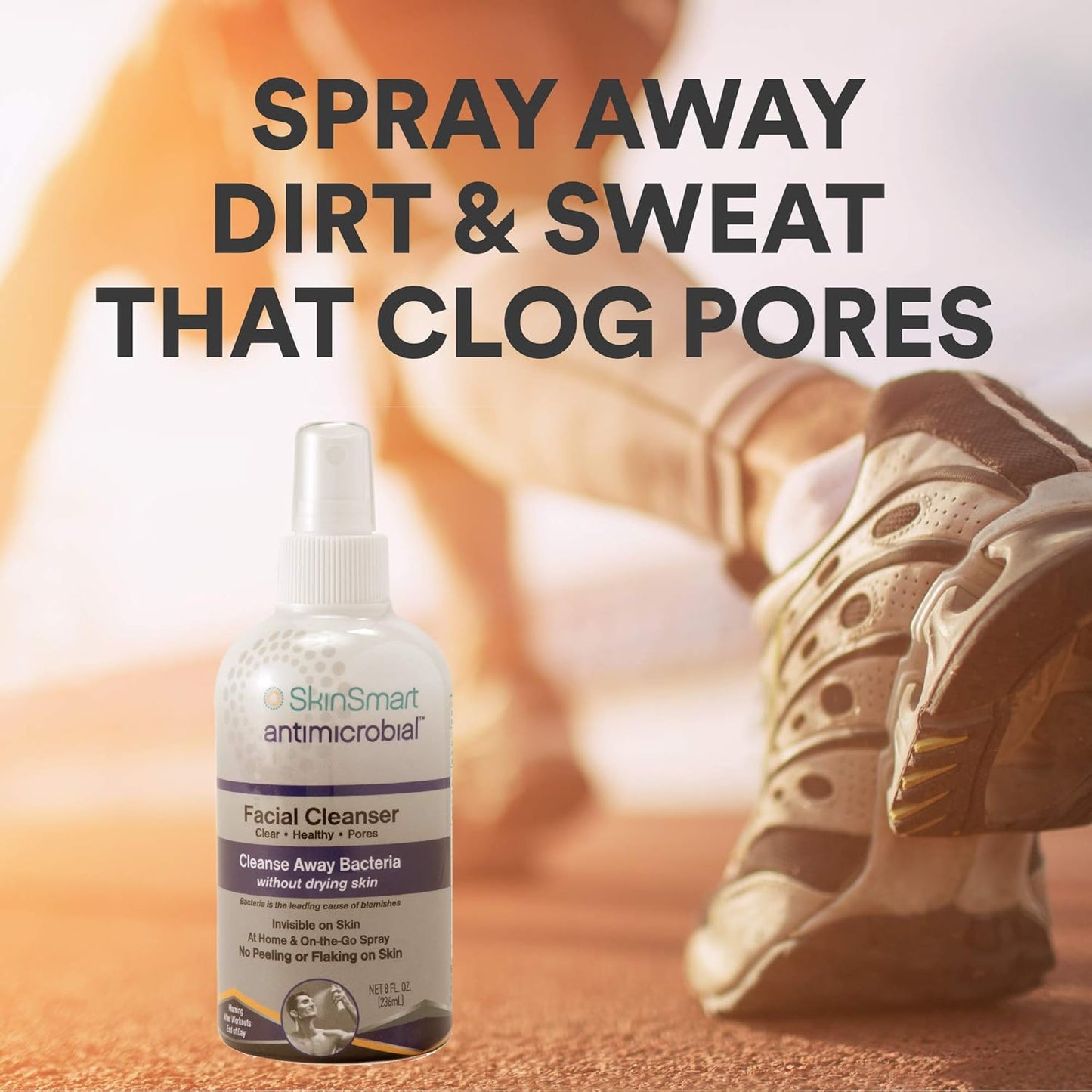SkinSmart Antimicrobial Facial Cleanser, Cleanse Away Bacteria Without Drying Skin, 8 fl oz / 236mL