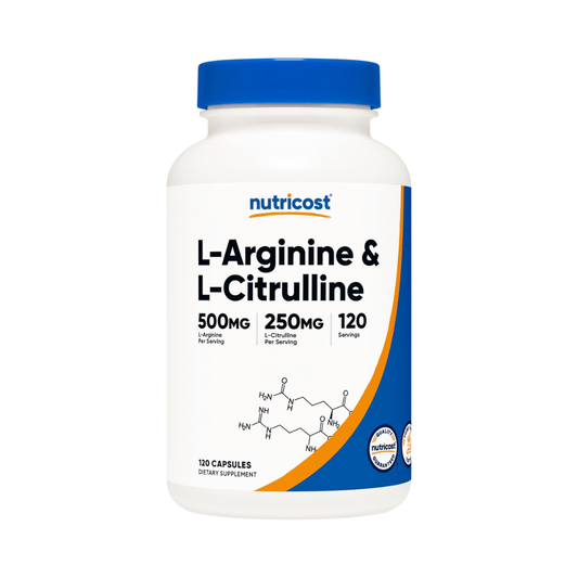 Nutricost L-Arginine 500 mg & L-Citrulline 250 mg, 120 Capsules