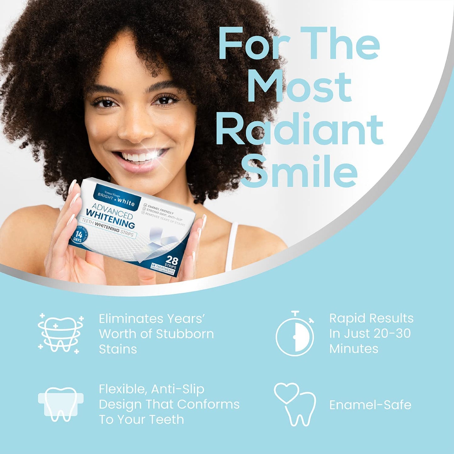 Venus Visage Bright White Advanced Whitening Teeth Whitening Strips 28 Strips