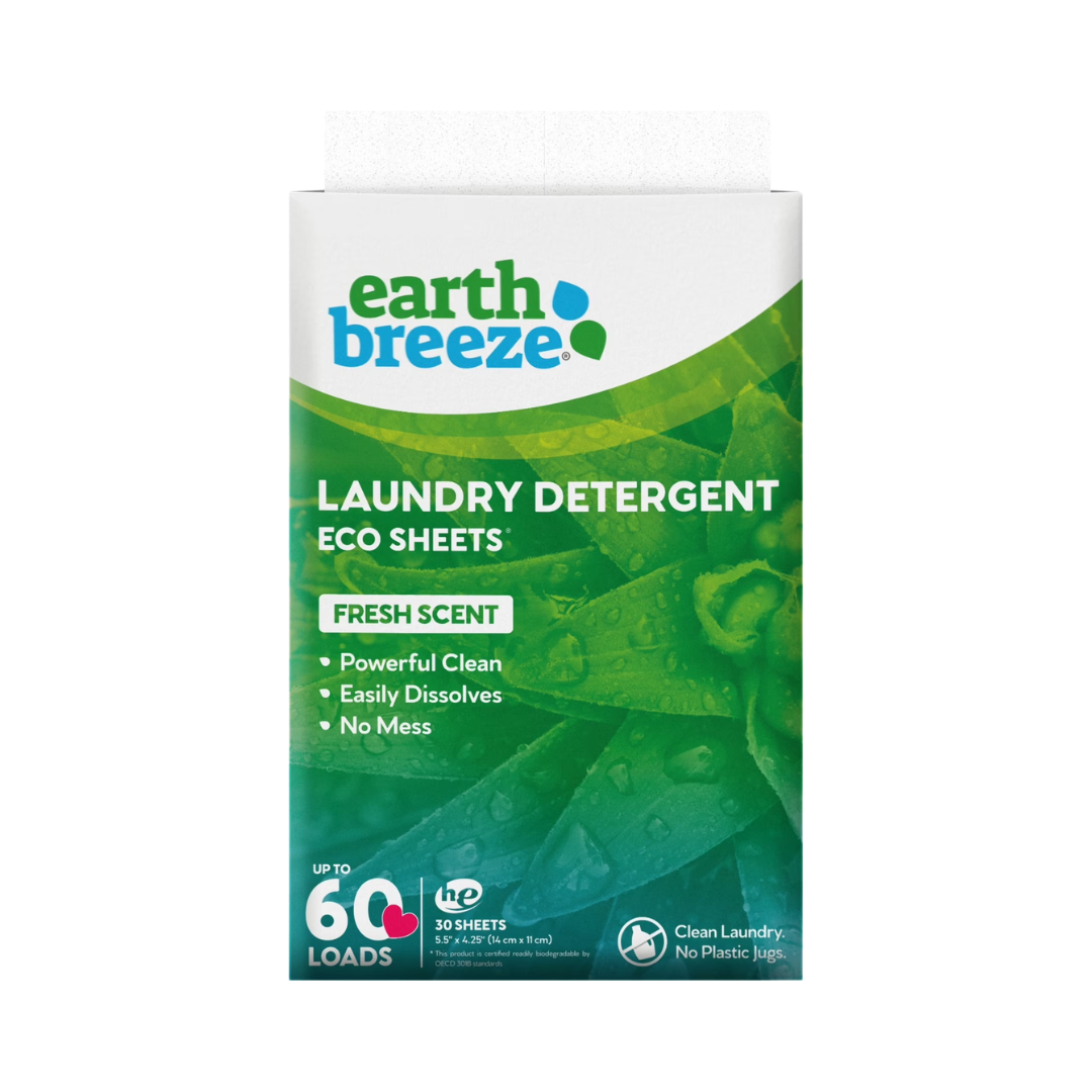 Earth Breeze Laundry Detergent Eco Sheets 60 Loads, 30 Count