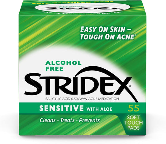 Stridex Easy On Skin Sensitive With Aloe, 55 Soft Textured Pads