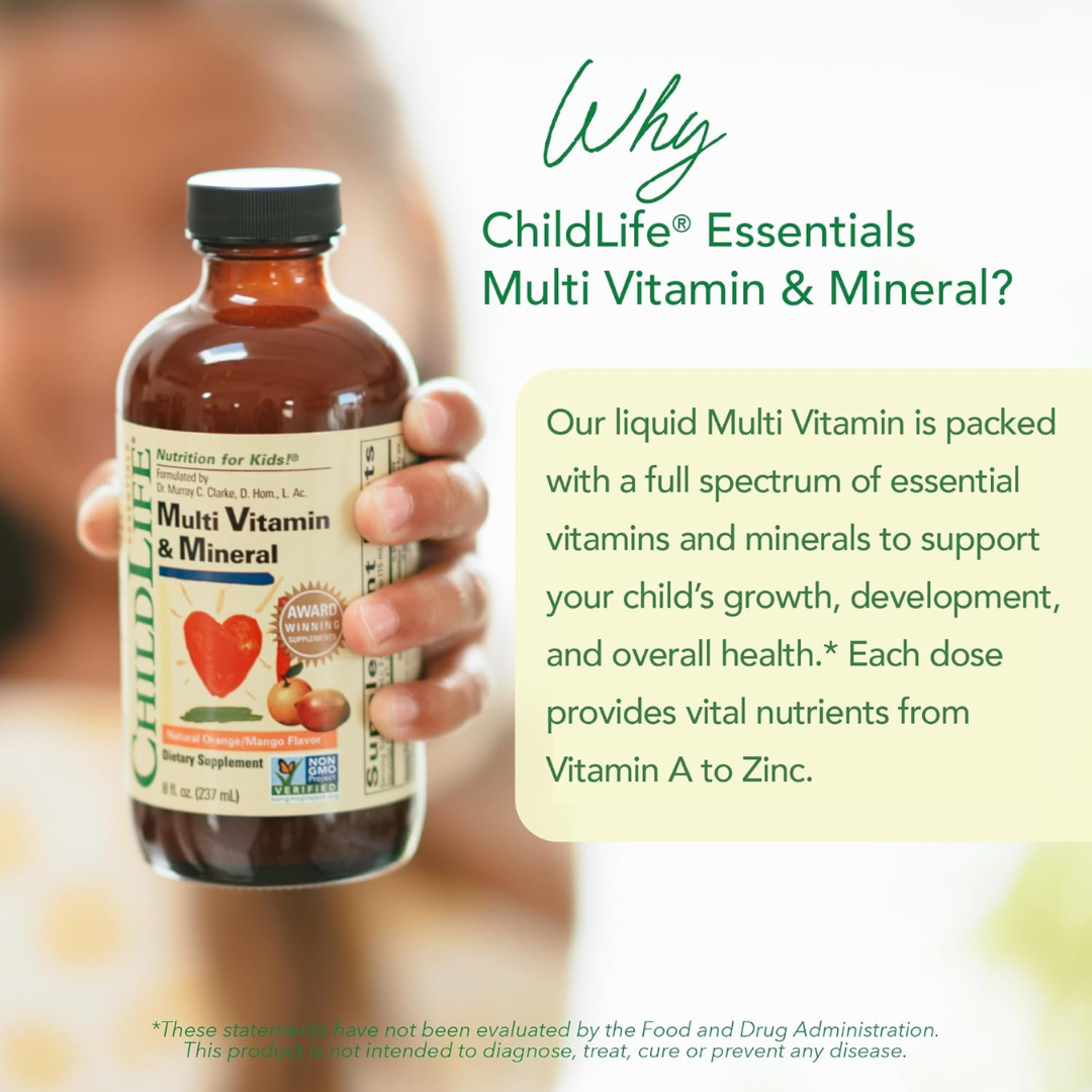 ChildLife Multi Vitamin & Mineral Orange/Mango Flavor for Kids, 8 oz / 237 ml