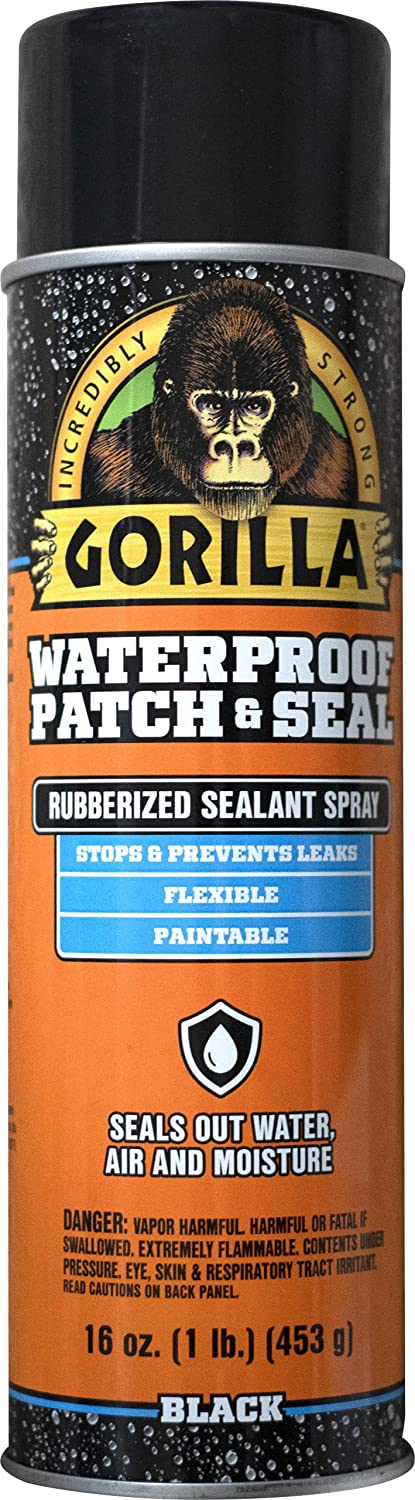 Gorilla Waterproof Patch And Seal Rubberized Sealant Spray Black 16 oz