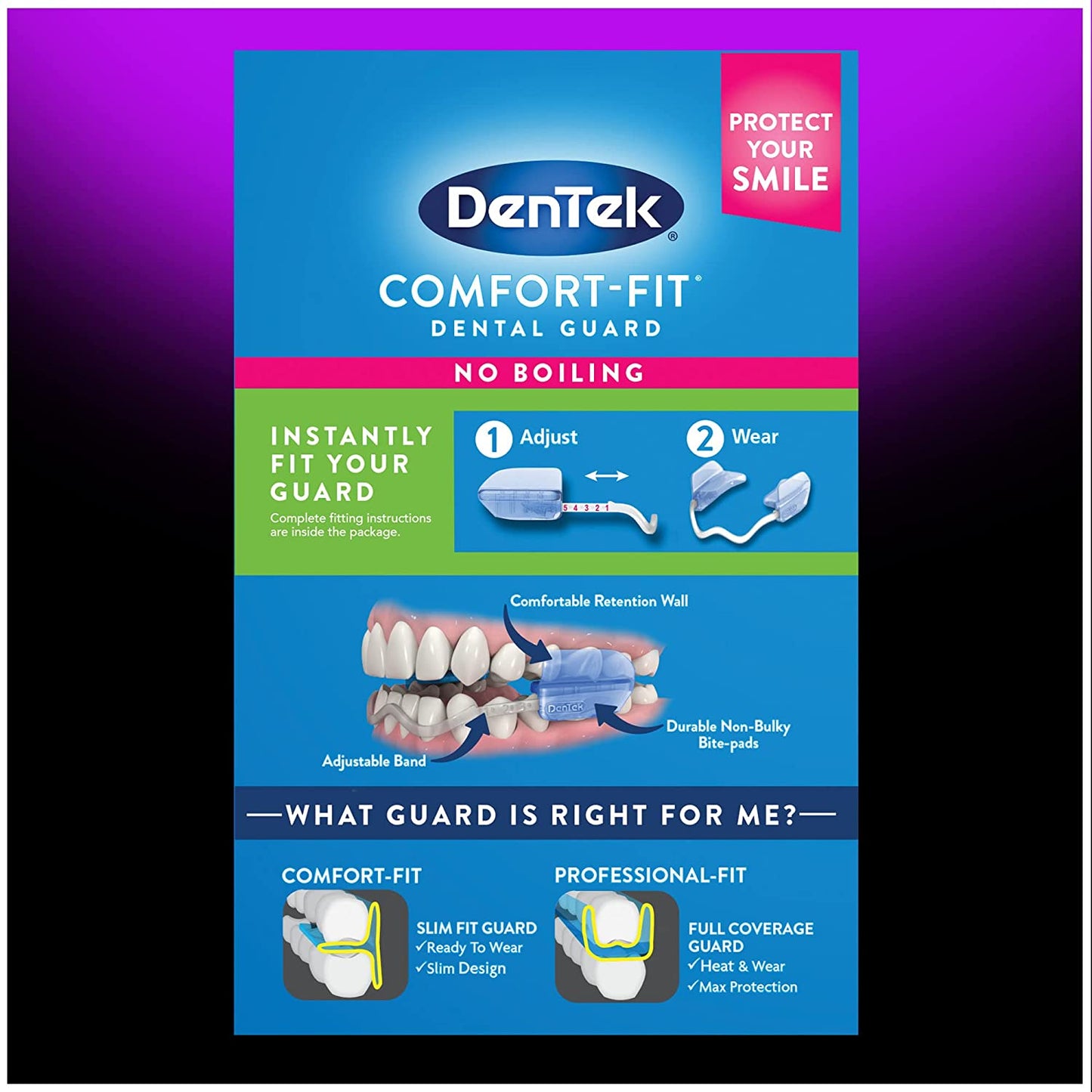DenTek Comfort-Fit Dental Guards Ready to Wear for Nighttime Teeth Grinding 2 Count