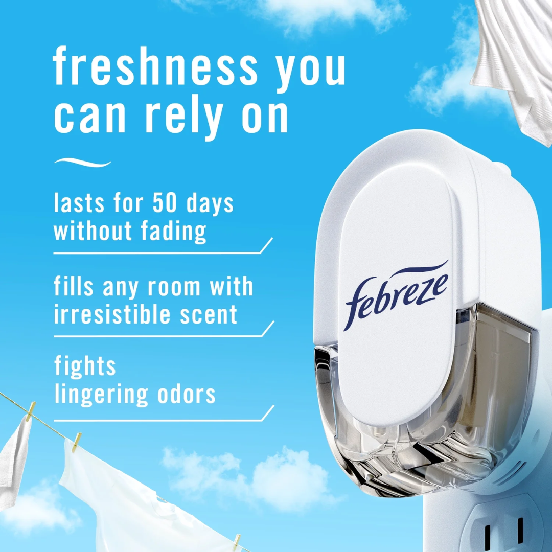 Febreze Plug Dual Refill Air Fresheners Linen & Sky Scent (WARMER NOT INCLUDED)