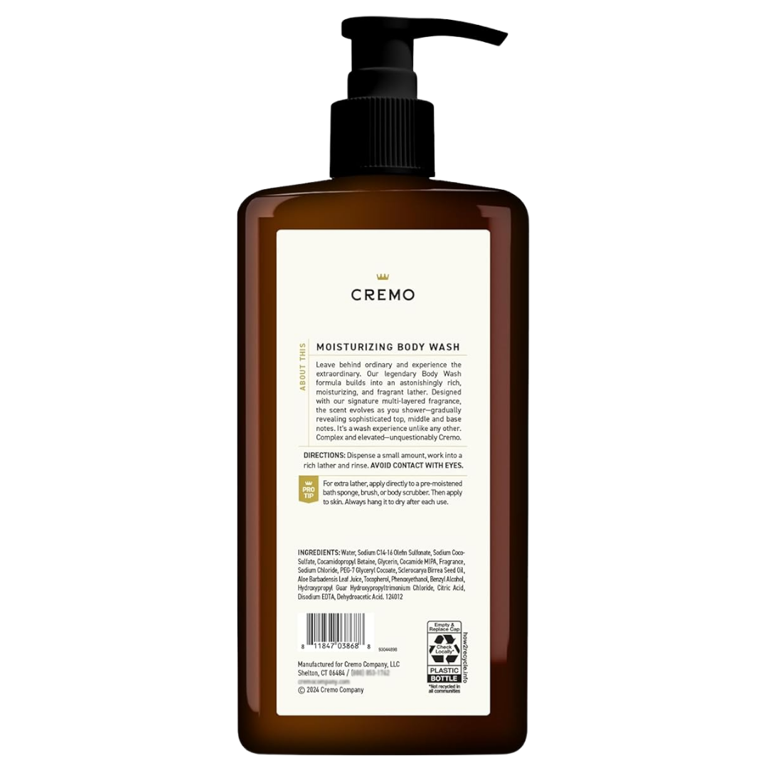 Cremo Body Wash Spice & Black Vanilla Spirited & Spiced, 32 oz / 946 ml