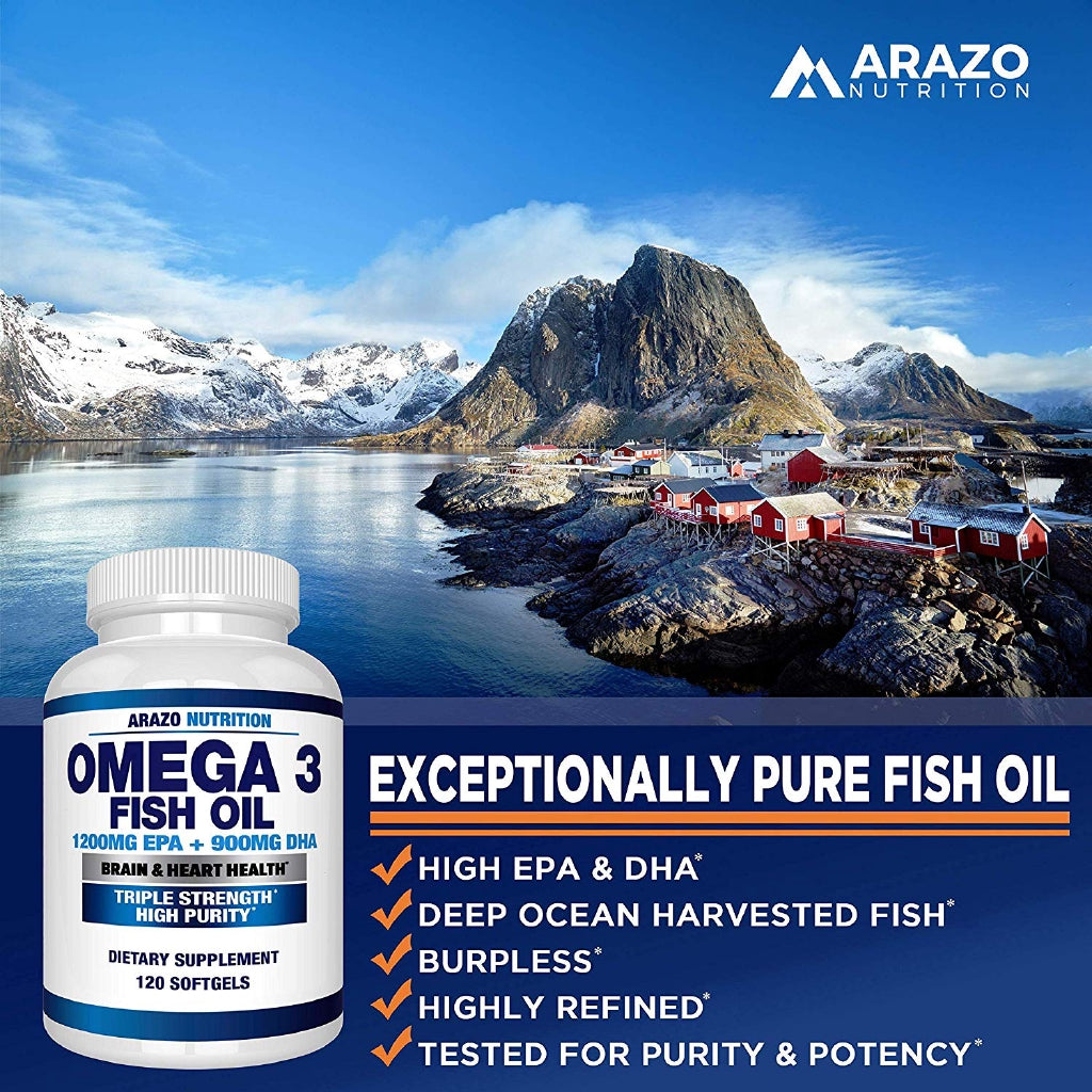 Arazo Nutrition Omega 3 Fish Oil 2250mg   (120 Count)