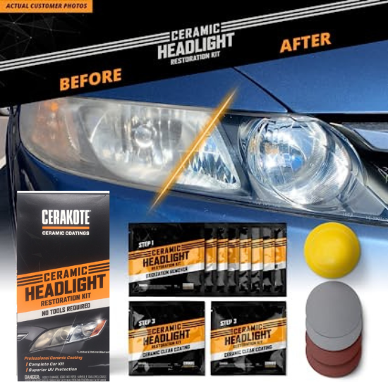 Cerakote Ceramic Headlight Restoration Kit Complete Car Kit Superior UV Protection