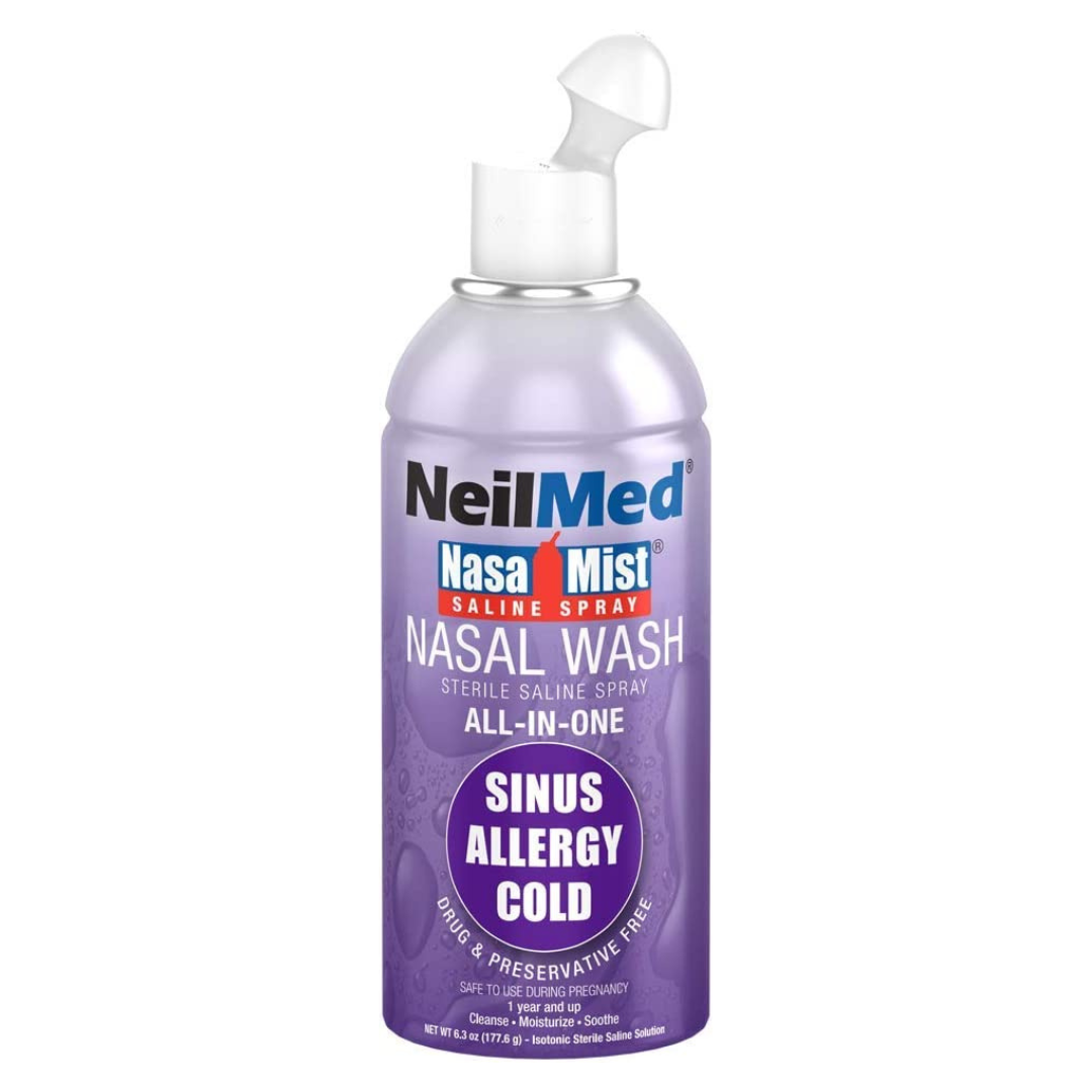 NeilMed NasaMist Saline Spray Nasal Wash Sterile Saline Spray All-in-One 6.3 Fl Oz