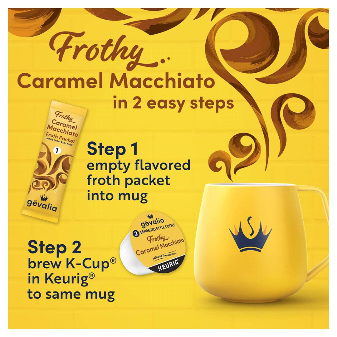 Gevalia Caramel Macchiato 2-Step K-Cup & Froth Packets, 6-Count