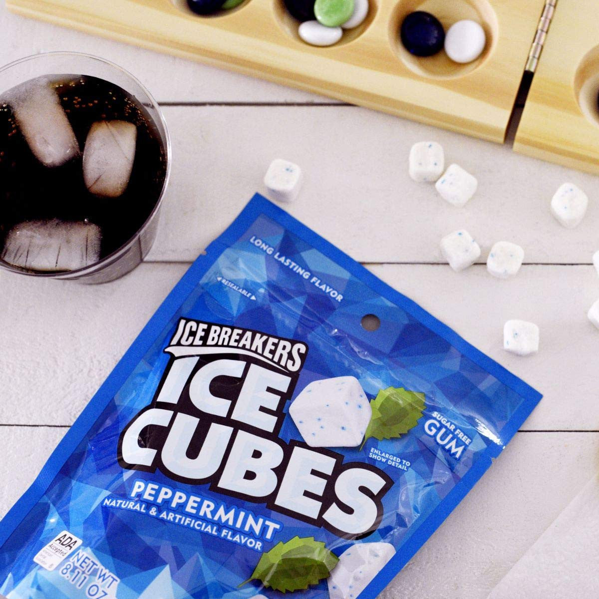 Ice Breakers Ice Cubes Sugar Free Gum, Peppermint, 100 Pieces