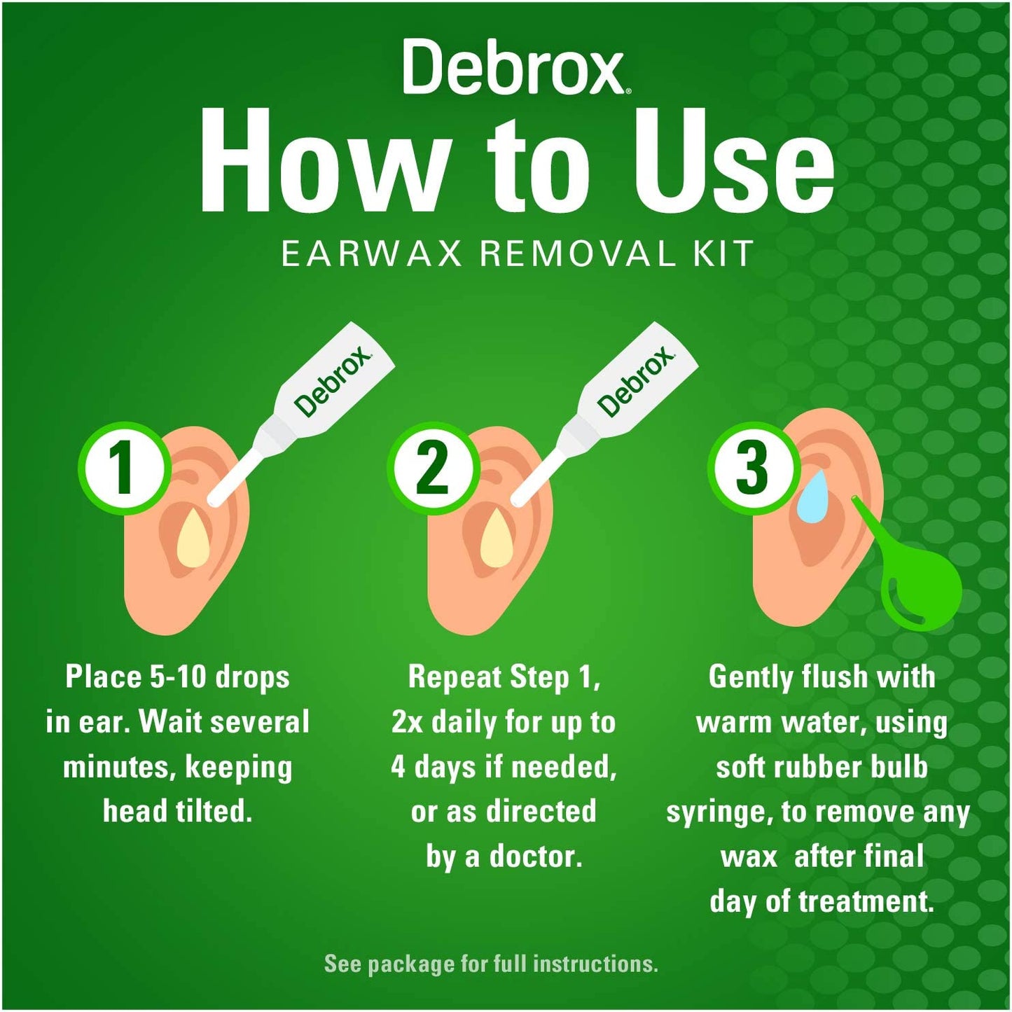 Debrox Earwax Removal Kit With Soft Rubber Bulb Ear Syringe And Drops 0.5 Fl Oz (15ml)