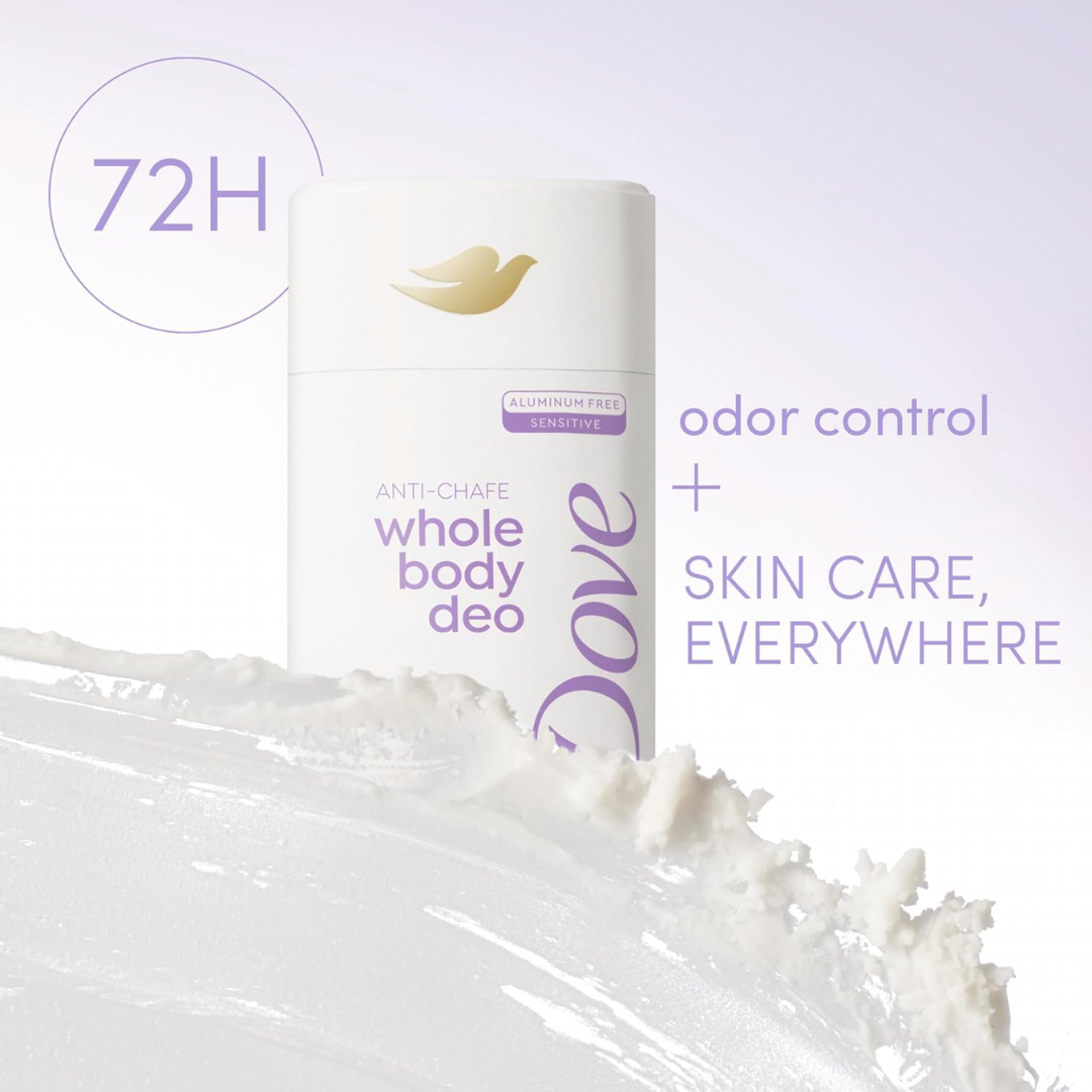 Dove Anti-Chafe Whole Body Deodorant Stick Coconut & Vanilla, 2.6 oz / 74 g