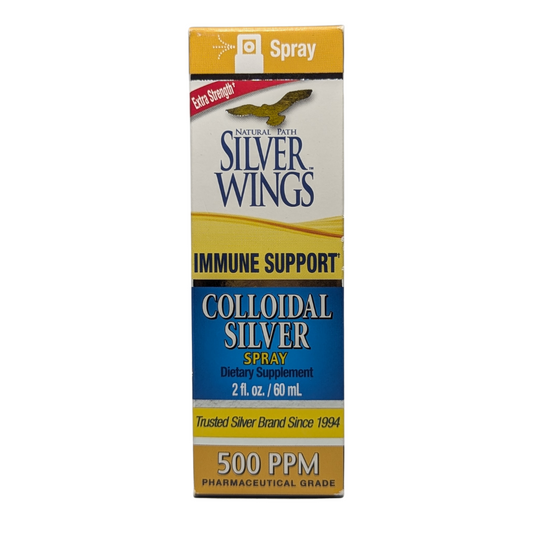 Natural Path Silver Wings Immune Support Colloidal Silver Spray Mineral Supplement, 500 Ppm,2 Fluid Ounce