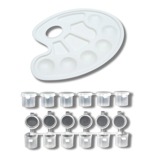 Plastic Palette Paint Tray with Thumb Hole and Mini Paint Pots by Angelus