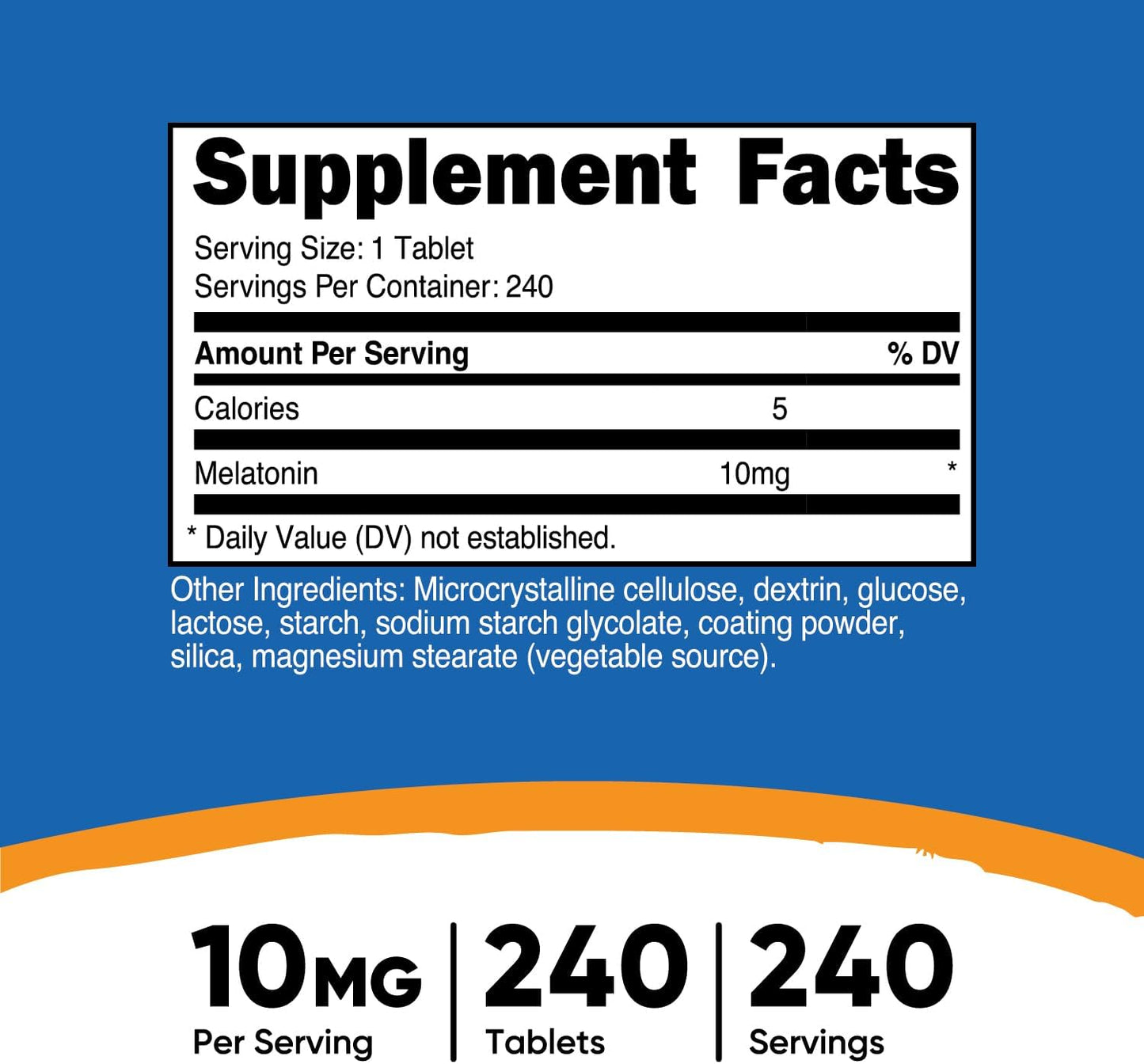 Nutricost Melatonin 10mg Supports Sleep Supplement 240 Tablets