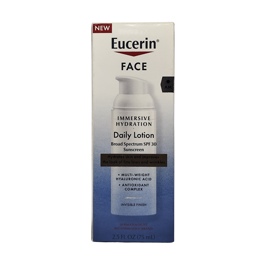 Eucerin Immersive Hydration AM Daily Face Lotion Sunscreen SPF 30, 2.5 fl. oz. / 75 ml
